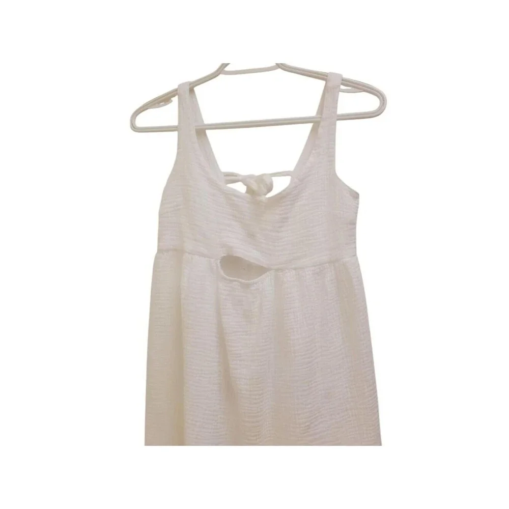 Sleeveless White Dress Tie Front Cutout Casual Sundress Summer Dress